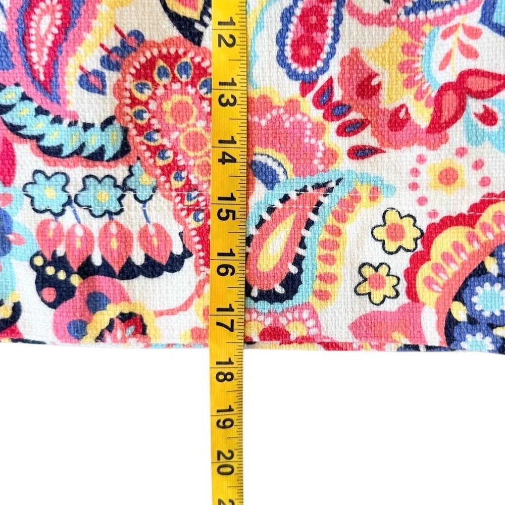 Talbots Womens Pink Blue Paisley Cotton Blend Mini Skirt Size‎ 4 A-Line Textured
